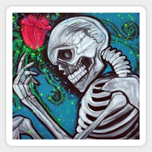 Skeleton Rose Sticker